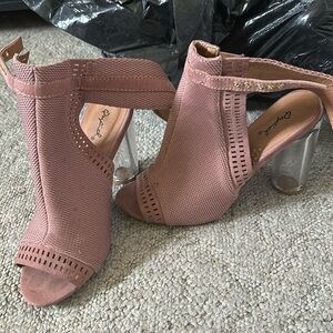 rose pink clear heels open toe